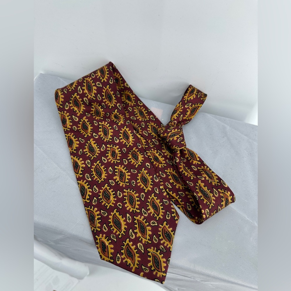 Christian Dior silk red and gold paisley tie